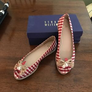 Stuart Weitzman Silk Peep Toe Espadrilles